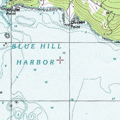 Topographic Map of Blue Hill Harbor, ME