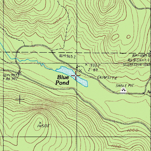 Topographic Map of Blue Pond, ME