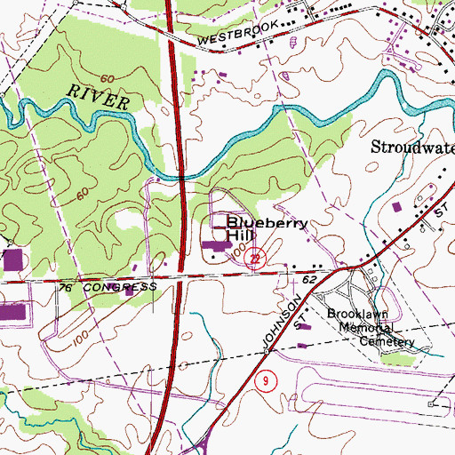 Topographic Map of Blueberry Hill, ME