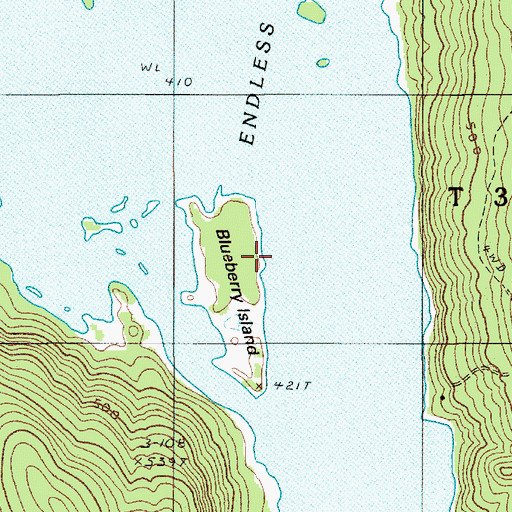 Topographic Map of Blueberry Island, ME