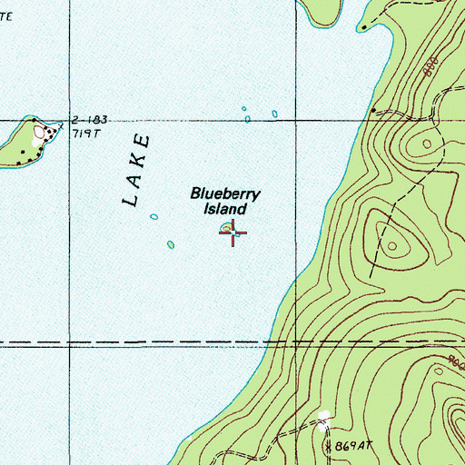 Topographic Map of Blueberry Island, ME