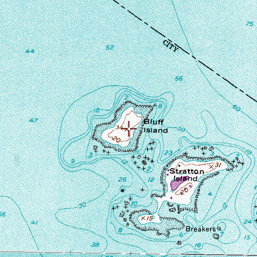 Topographic Map of Bluff Island, ME