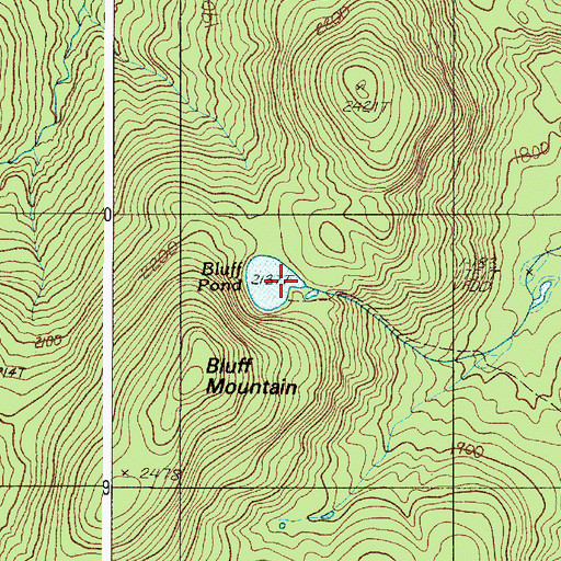Topographic Map of Bluff Pond, ME
