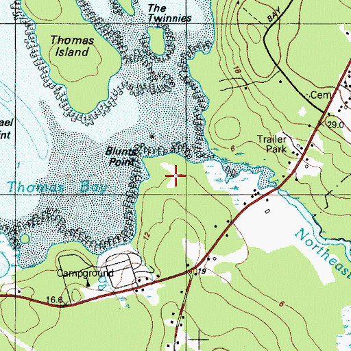 Topographic Map of Blunts Point, ME
