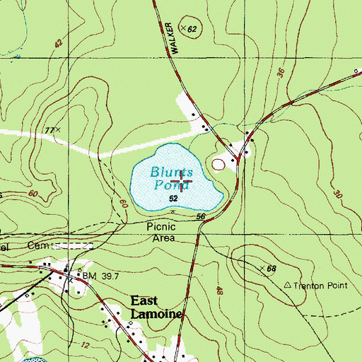 Topographic Map of Blunts Pond, ME