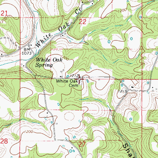 Topographic Map of White Oak Cemetery, AR