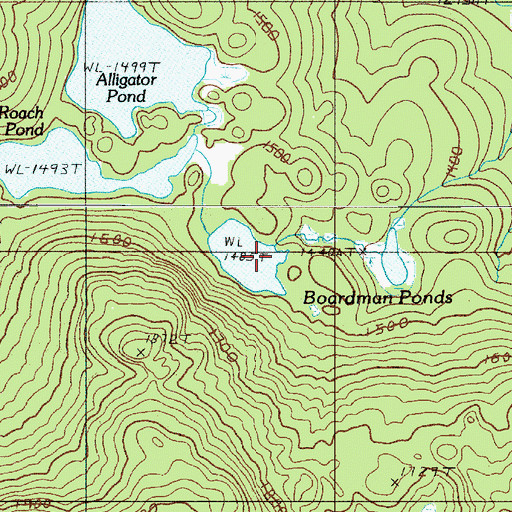 Topographic Map of Boardway Ponds, ME