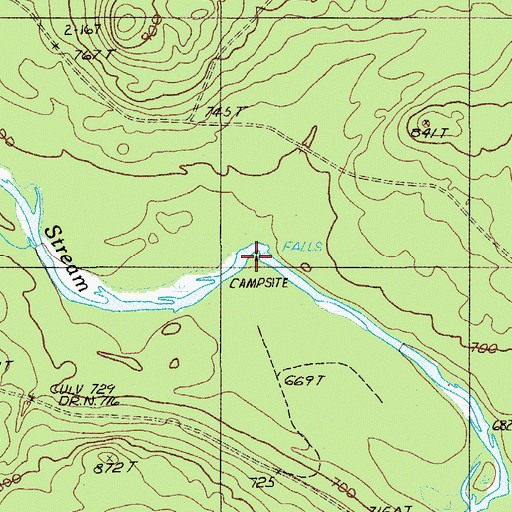 Topographic Map of Boars Head Falls, ME
