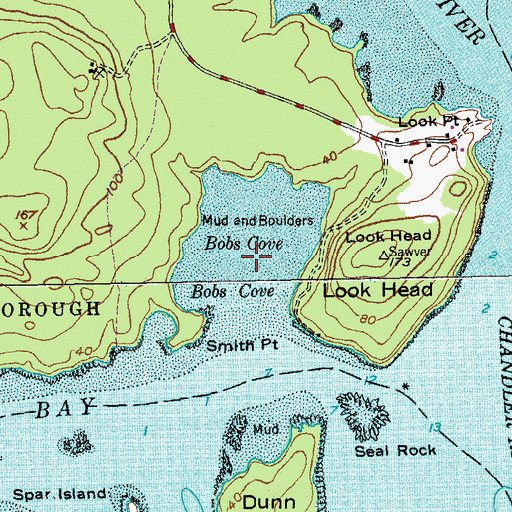 Topographic Map of Bobs Cove, ME