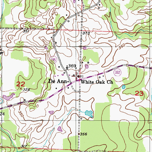 Topographic Map of White Oak Church, AR