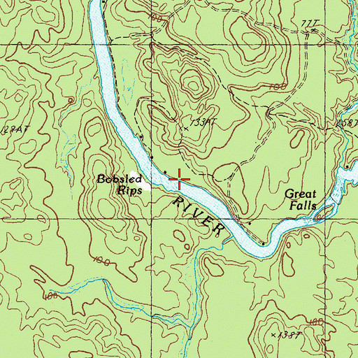 Topographic Map of Bobsled Rips, ME