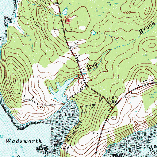 Topographic Map of Bog Brook, ME