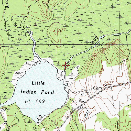 Topographic Map of Bog Brook, ME