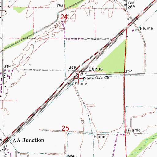Topographic Map of White Oak Church, AR