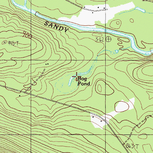 Topographic Map of Bog Pond, ME