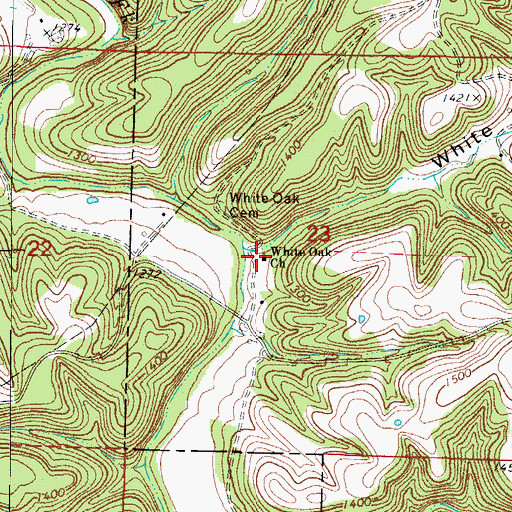 Topographic Map of White Oak Church, AR