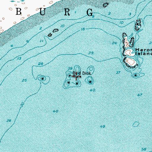 Topographic Map of Bold Dick Rock, ME
