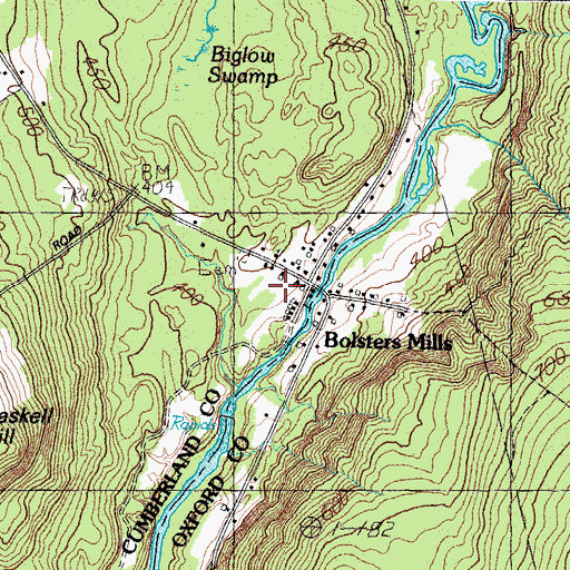 Topographic Map of Bolsters Mills, ME