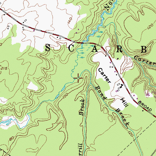 Topographic Map of Bond Brook, ME