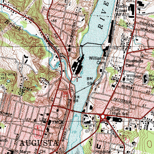 Topographic Map of Bond Brook, ME