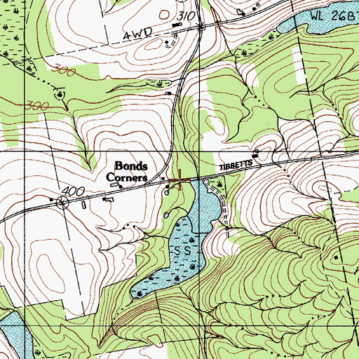 Topographic Map of Bonds Corners, ME
