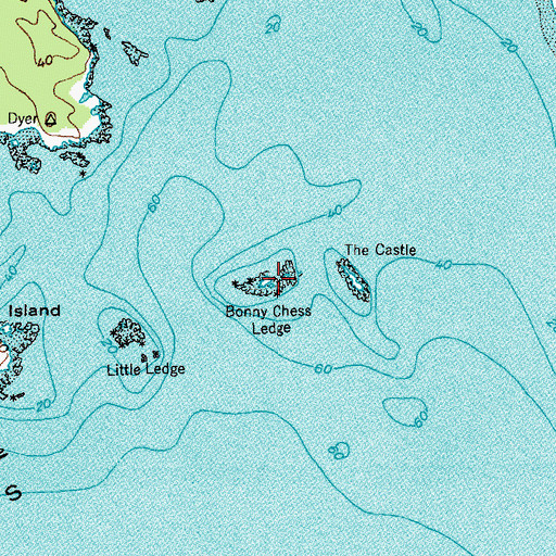 Topographic Map of Bonny Chess Ledge, ME