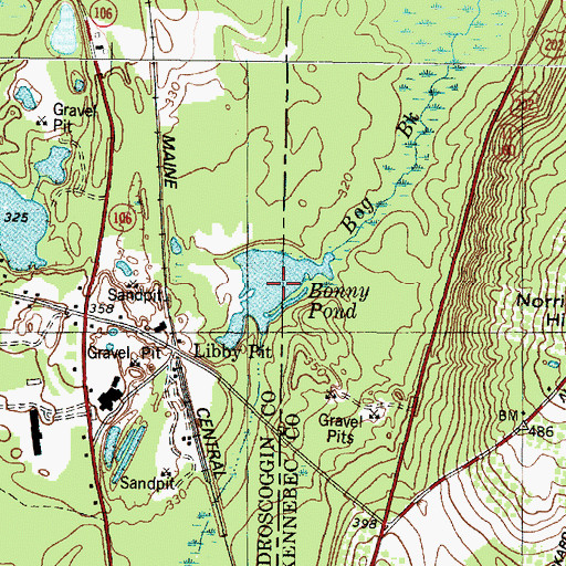 Topographic Map of Bonny Pond, ME