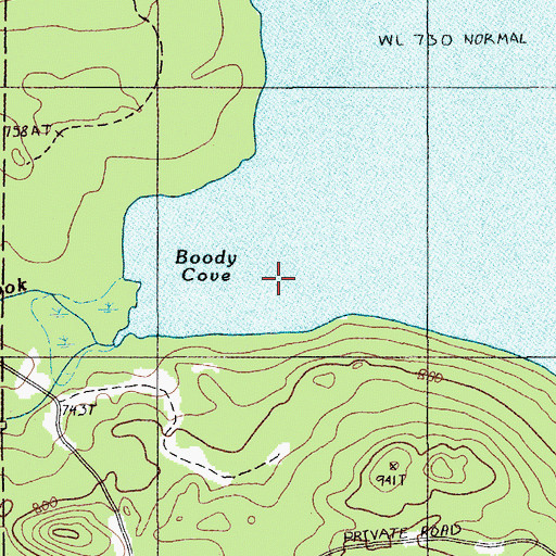 Topographic Map of Boody Cove, ME