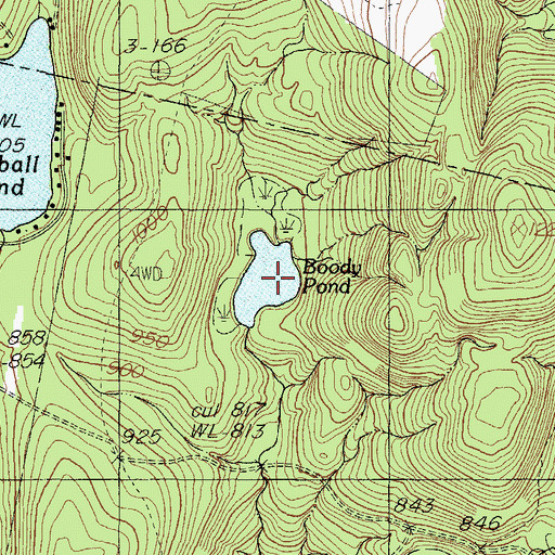 Topographic Map of Boody Pond, ME