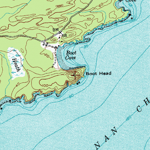Topographic Map of Boot Head, ME