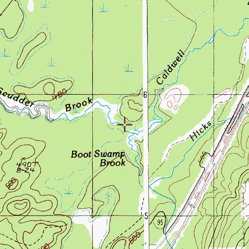 Topographic Map of Boot Swamp Brook, ME
