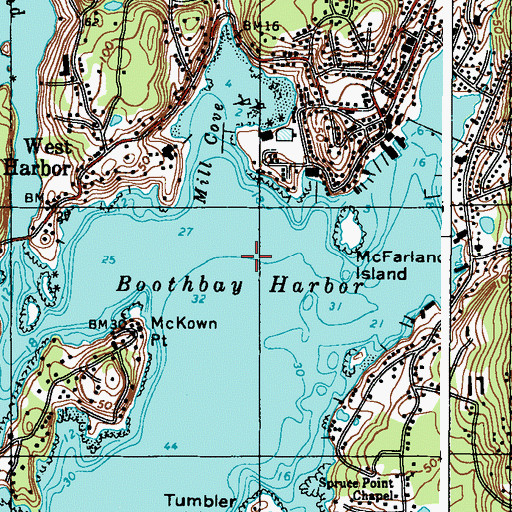 Topographic Map of Boothbay Harbor, ME