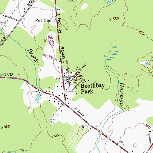 Topographic Map of Boothbay Park, ME
