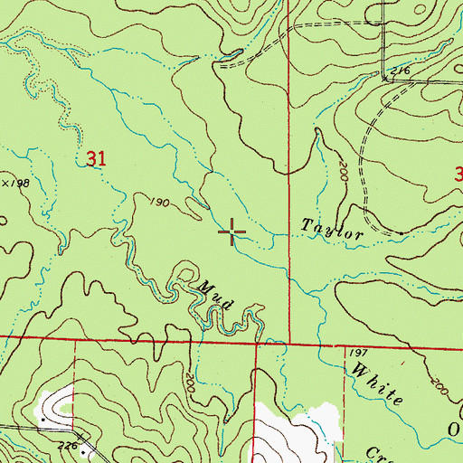 Topographic Map of White Oak Creek, AR
