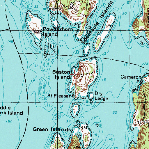 Topographic Map of Boston Island, ME
