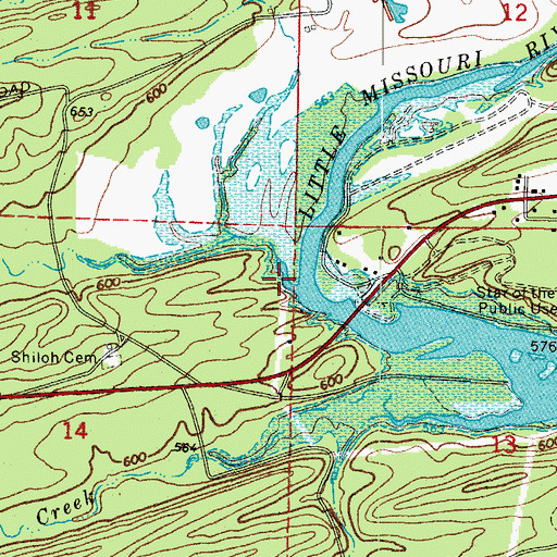 Topographic Map of White Oak Creek, AR