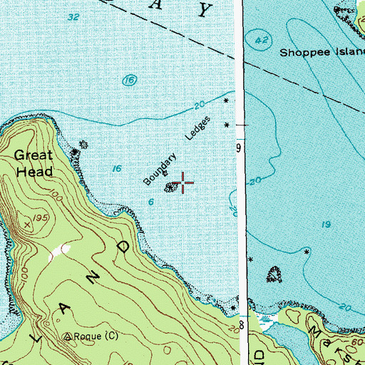 Topographic Map of Boundary Ledges, ME