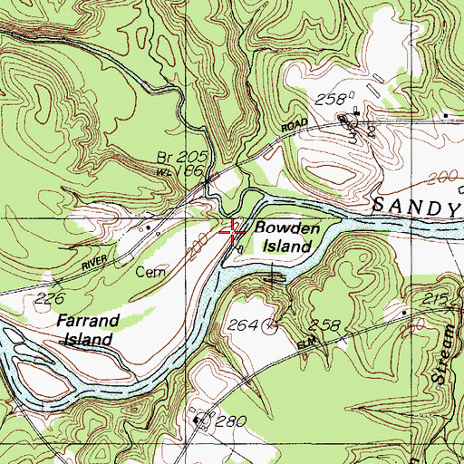Topographic Map of Bowden Island, ME