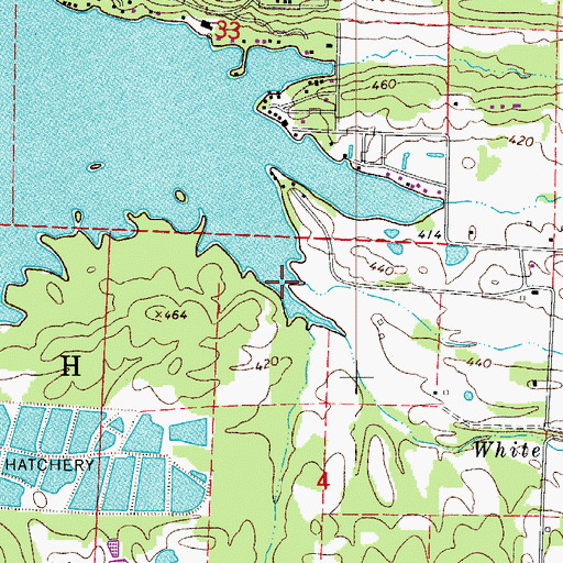 Topographic Map of White Oak Creek, AR