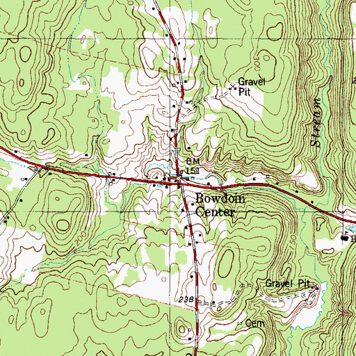 Topographic Map of Bowdoin Center, ME