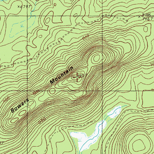 Topographic Map of Bowers Mountain, ME