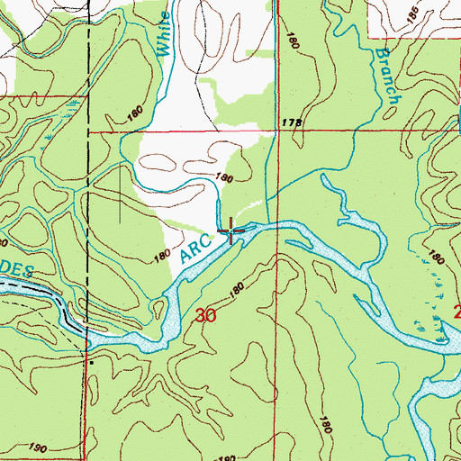 Topographic Map of White Oak Creek, AR