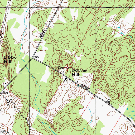 Topographic Map of Bowie Hill, ME