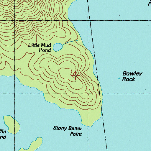 Topographic Map of Bowley Rock, ME
