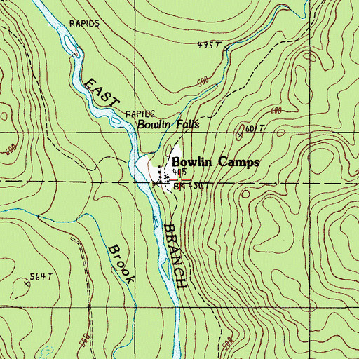 Topographic Map of Bowlin Camps, ME