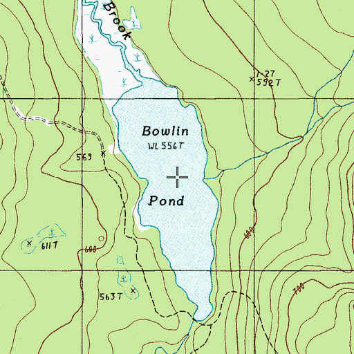 Topographic Map of Bowlin Pond, ME