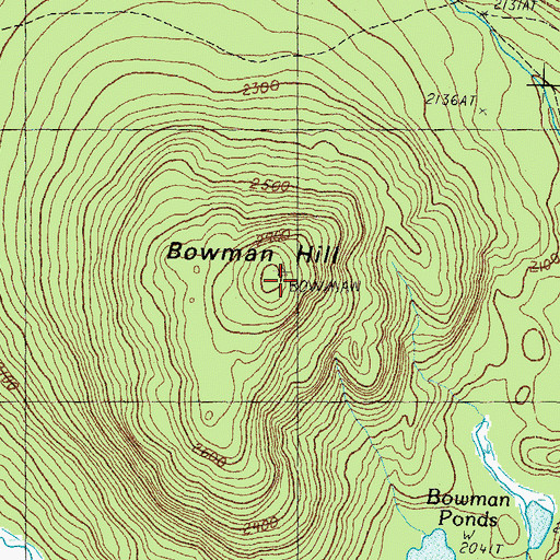 Topographic Map of Bowman Hill, ME