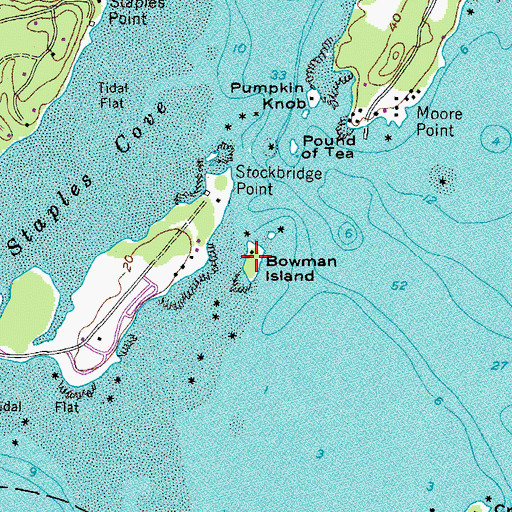 Topographic Map of Bowman Island, ME