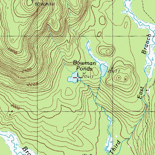 Topographic Map of Bowman Ponds, ME