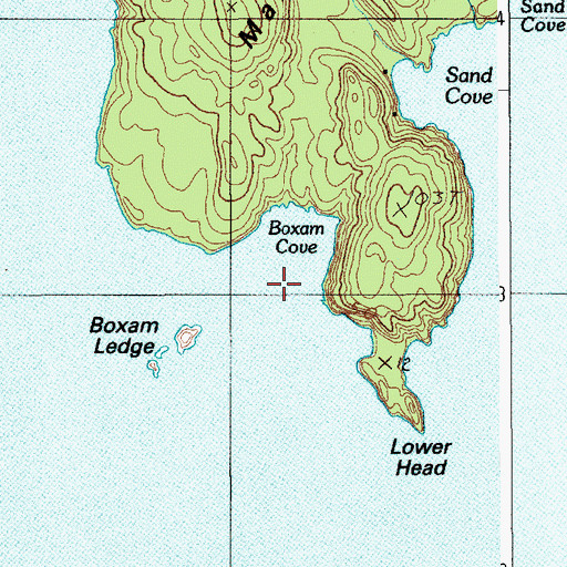 Topographic Map of Boxam Cove, ME